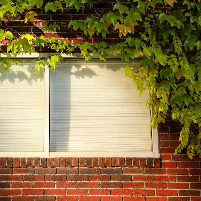 Widok z zewnątrz domu w Władysławowie z plisami w oknach